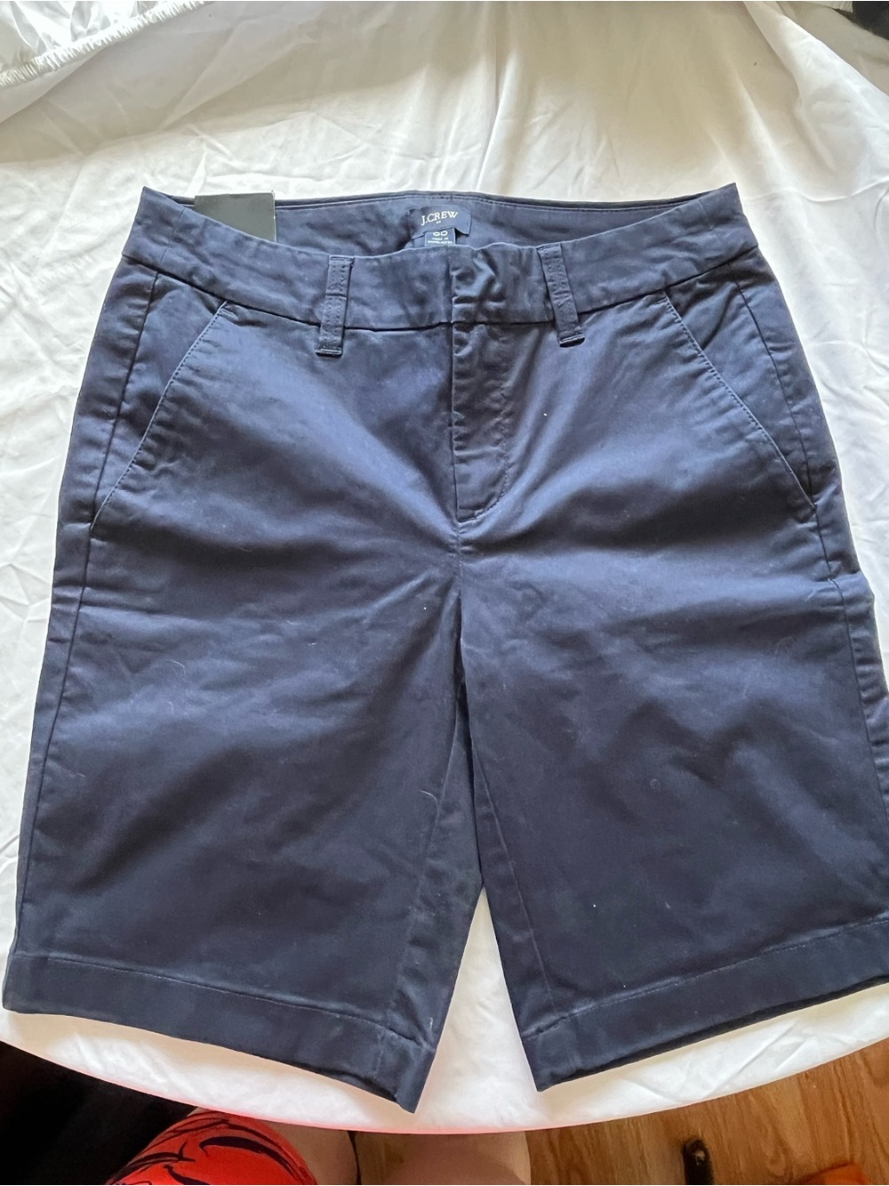 J. Crew Navy Tailored Chino Bermuda Shorts 9” Size 00 NWT